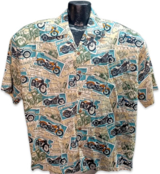 Motorcycle Road Trip Hawaiian Shirt 55% Cotton 45% Rayon